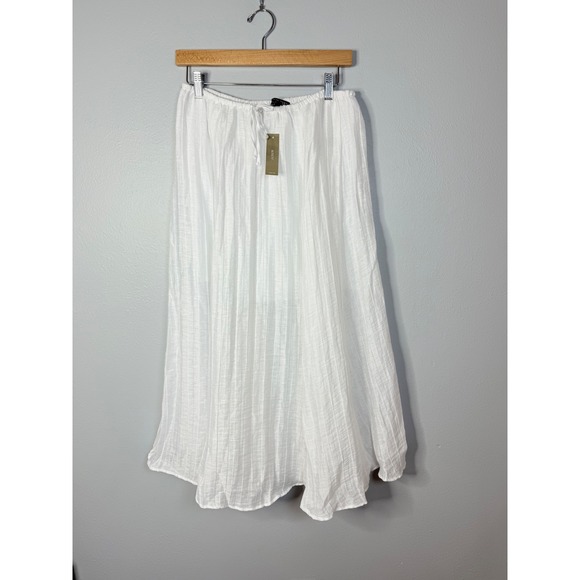 J.Crew Pleated drawstring maxi skirt in linen blend XS White NWT - Picture 2 of 8